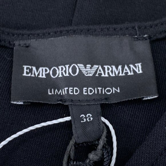 Emporio Armani Black Logo Heart Rhinestone Cotton Short-Sleeve Dress - Picture 6 of 8